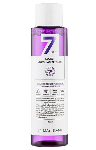 Тонер із колагеном May Island 7 Days Secret 4d Collagen Toner 155 мл