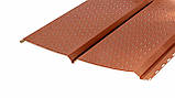 Металевий софіт фальш брус для підшивки даху коричневий перферований, фото 9