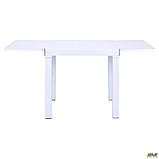 Білий стіл AMF Пірей розсувний 750-1500 мм скляний для кухні у вітальню для обідньої зони, фото 4