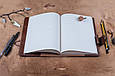 Щоденник А5 формату з натуральної шкіри і хутра з кишенями для візиток і тримачем для ручки "Вікінг", фото 7