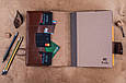 Щоденник А5 формату з натуральної шкіри і хутра з кишенями для візиток і тримачем для ручки "Вікінг", фото 3
