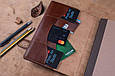 Щоденник А5 формату з натуральної шкіри і хутра з кишенями для візиток і тримачем для ручки "Вікінг", фото 4