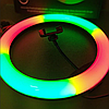 Кольорове світлодіодне кільце RGB LED RING MJ33 Лампа кільцева різнобарвна без штатива для селфи зйомки 33см, фото 5
