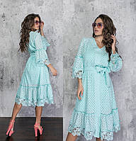 Модне літнє жіноче плаття з прошвы.Розміри:42/48+Кольору