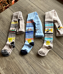 Дитячі демісезонні колготки для новонароджених KBS бавовна для хлопчиків з машинкою, вертоліт, пароплав 3 пар/уп