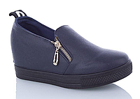 Слипоны сникерсы кроссовки туфли женские на танкетке синие размер 38
