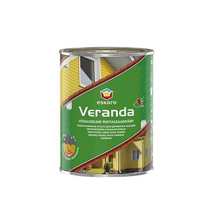 Фасадна фарба для дерева Eskaro Veranda білий напівматовий 0.95л, фото 1