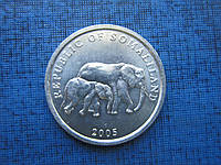 Монета 5 шиллингов Сомали Сомалиленд 2005 фауна слоны