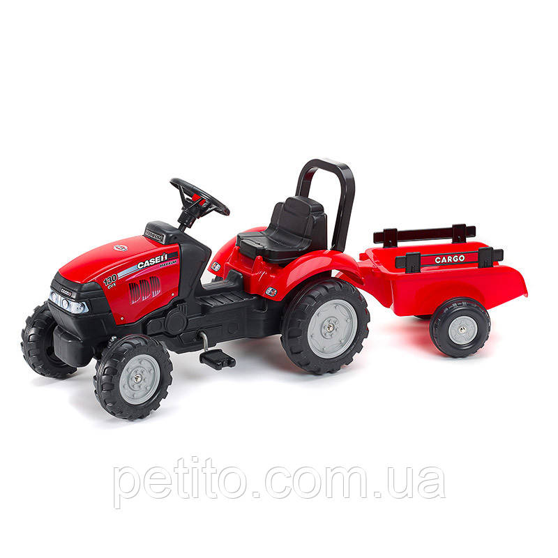 Дитячий трактор на педалях з причепом Falk 961B CASE IH (колір - червоний), фото 1