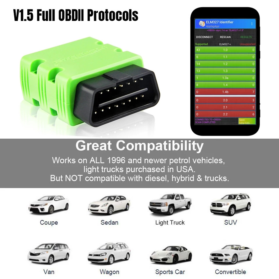 Сканер для діагностики ELM327 v1.5 Bluetooth Konwei