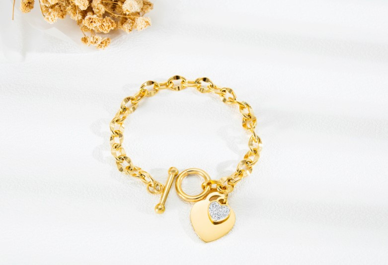 Браслет унісекс з підвіскою Серце Золотий 18 см