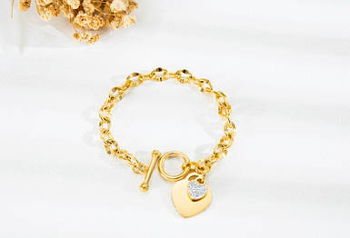 Браслет унісекс з підвіскою Серце Золотий 18 см