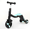 Самокат 3в1 триколісний беговел Best Scooter бірюзовий музика колеса PU переднє d-200мм задні d-110мм, фото 4