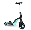 Самокат 3в1 триколісний беговел Best Scooter бірюзовий музика колеса PU переднє d-200мм задні d-110мм, фото 3