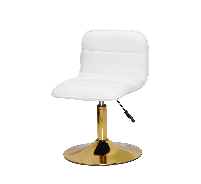 Стілець Real GD-Base білий шкірозамінник на золотій круглій нозі-опорі з регулюванням висоти сидіння, фото 5