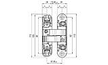 Петля прихована Hafele K1000 3D колір: F1 хромована матова 180° вага дверей: 40/52кг, фото 2