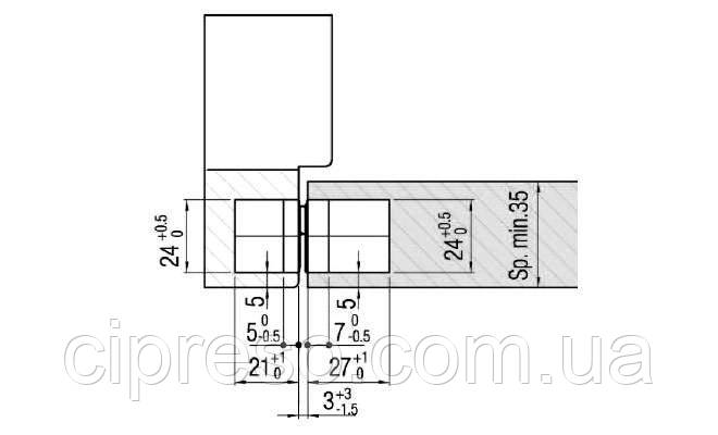 Петля прихована Hafele K1000 3D колір: F1 хромована матова 180° вага дверей: 40/52кг - фото 3 - id-p1402720328