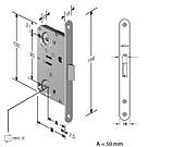 Комплект механічного замка з планкою та шурупами Hafele WC 18х196мм сталь хромована матова 8/6мм, фото 2