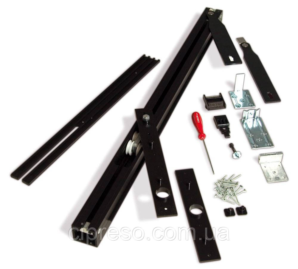Комплект фурнітури Ergon Living T. E., LA (ширина дверей)=91,5 см колір: чорний, штанга HP=220 см, набір щіток, фото 1