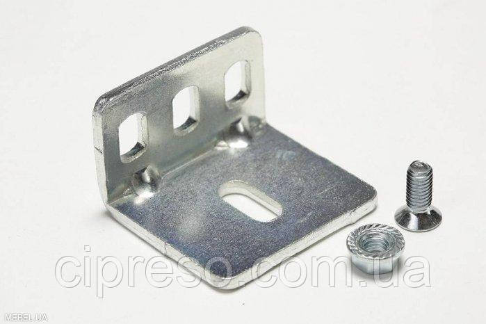 Косинець для кріплення ходової шини до стіни, сталь оцинкована 26х44 мм, фото 1