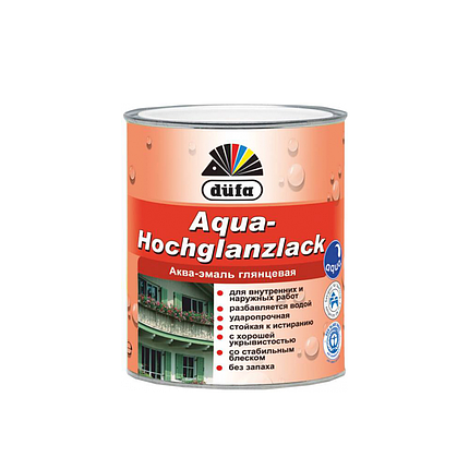 Емаль акрилова Dufa Aqua-Hochglanzlack білий глянсовий 0.75 л, фото 1
