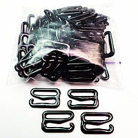 Гачок 15 мм метал чорний (Крашений емаль) (50 шт./пач) для бюстгальтера, для купальників, регулятори