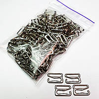 Гачок 12 мм метал. Сріблястий нікель (100 шт./пач.) для бюстгальтера, для бретелей, регулятори