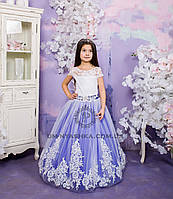 Довге ошатне плаття Діаночка Синє на 4-5, 6-7, 8-9 років