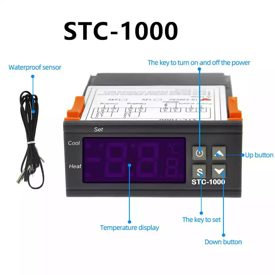 Терморегулятор STC 1000 диапазон температур -50 +110 ° C, 220 Вольт, Водонепроницаемый датчик 1 м - фото 5 - id-p1390027534