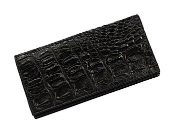 Чорний шкіряний гаманець зі шкіри крокодила
