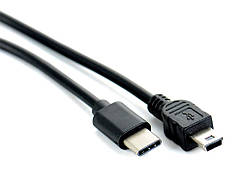 Кабель перехідник з USB Type C на Mini USB 30 см Чорний