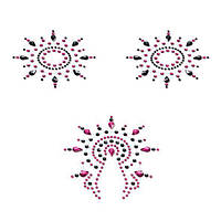 Пэстис з кристалів Petits Joujoux Gloria set of 3 - Black/Pink, прикраса на груди і вульву