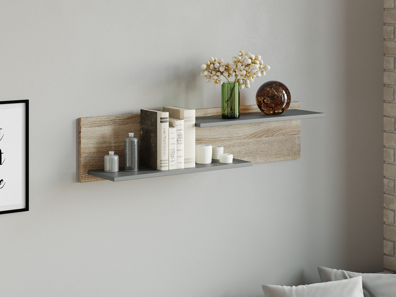 Поличка настінна Moreli T-4 Ш1100*В250*Г216 Дуб сонома-Антрацит, фото 1