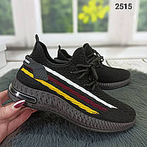 Жіночі чорні текстильні кросівки з кольоровими смужками 2515, фото 2