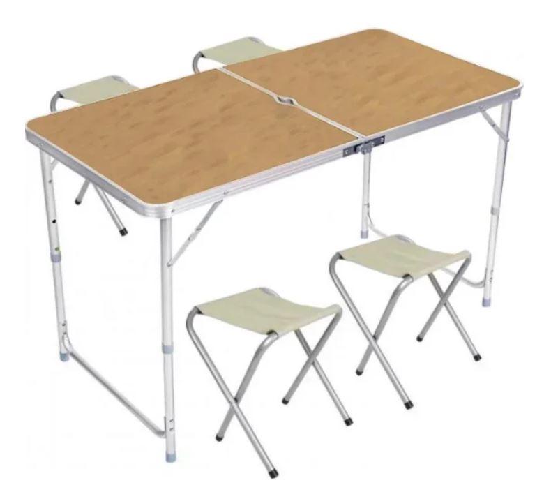 Стіл і стільці для пікніка Folding Table Світле дерево, фото 1
