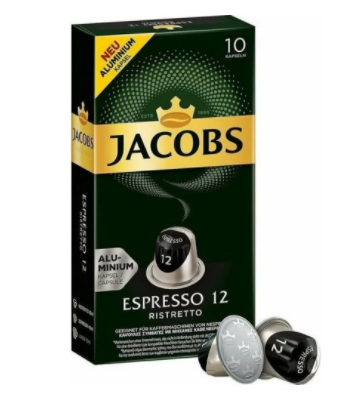 Кофе в капсулах Jacobs Espresso 12 Ristretto Nespresso  (10 шт.) Нідерланди, Неспресо Якобс