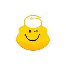 Дитячий фартух нагрудний силіконовий з кишенею на застібці Lindo Ф 933 жовтий