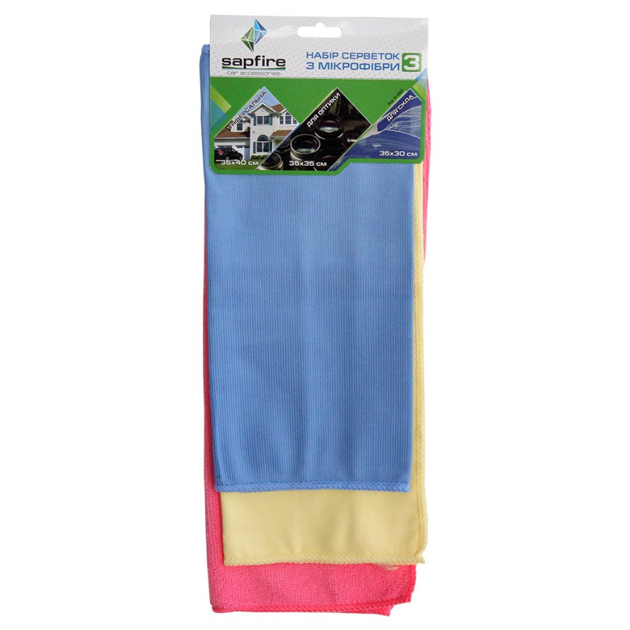 Набір мікрофібрових серветок SAPFIRE 35х30 35х35 35х40 см, фото 1