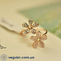 Кольцо цветок цветы с цветами листьями регулируемое кольцо костяшки кристаллы камни