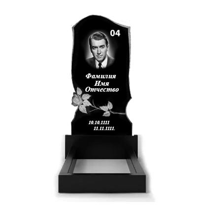 Пам'ятник із граніту на могилу з квітами (120*60*5) No04