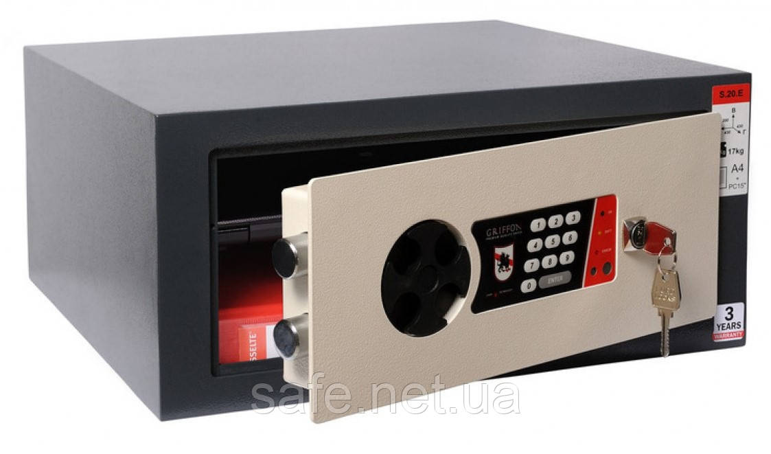 Сейф меблевий Griffon S.20.К.E (ВxШxГ:200x380x260) сейф для дому, сейф для грошей, сейф для офісу та документів