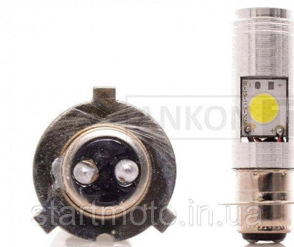 Лампа фари діодна P15D-25-3 12 V 35/35W 3 вуса, 2 кристали "LED"