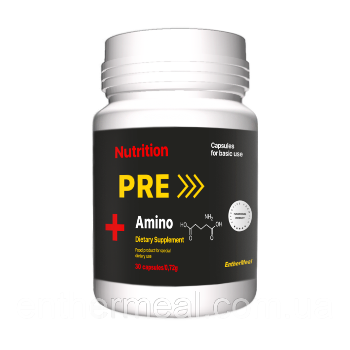 Тонізуюча добавка EntherMeal PRE Amino+ 30 капсул