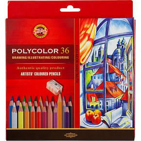 Художні кольорові олівці POLYCOLOR, 36 кв., карт., фото 1