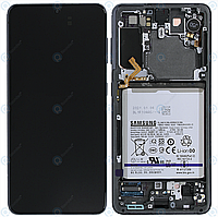 Дисплей для Samsung Galaxy S21 (SM-G991), модуль (экран) с рамкой, серый, сервисный оригинал (GH82-24716A)