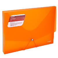 Папка на гумках об'ємна, А4, прозора помаранчева