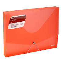Папка на гумках об'ємна, А4, прозора, червона