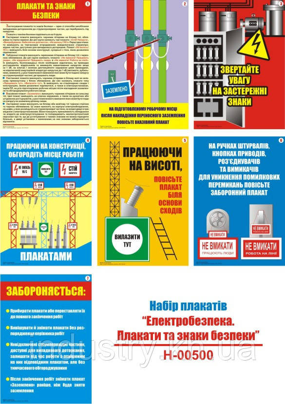 "Електробезпека. Плакати та знаки безпеки" (7 плакатів, ф. А3)