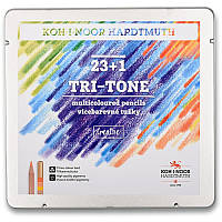 Олівці кольорові TRI-TONE 23+1, мет.кор.