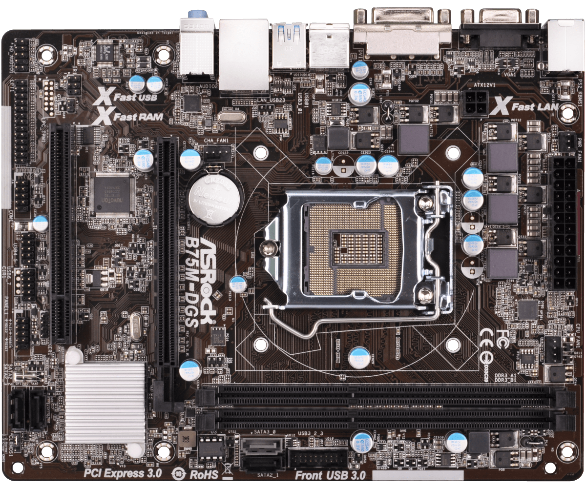 Материнська плата AsRock B75M-DGS (s1155, Intel B75, PCI-Ex16) OEM Гарантия 3 месяца.